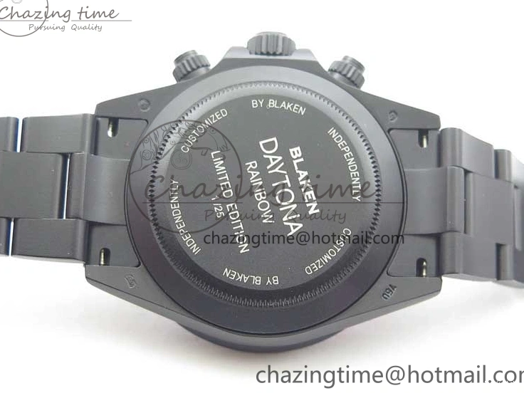 Crystal Bracelet on A7750 Black Edition Rainbow PVD Blaken Best Bezel Dial VR PVD Daytona V2 1226